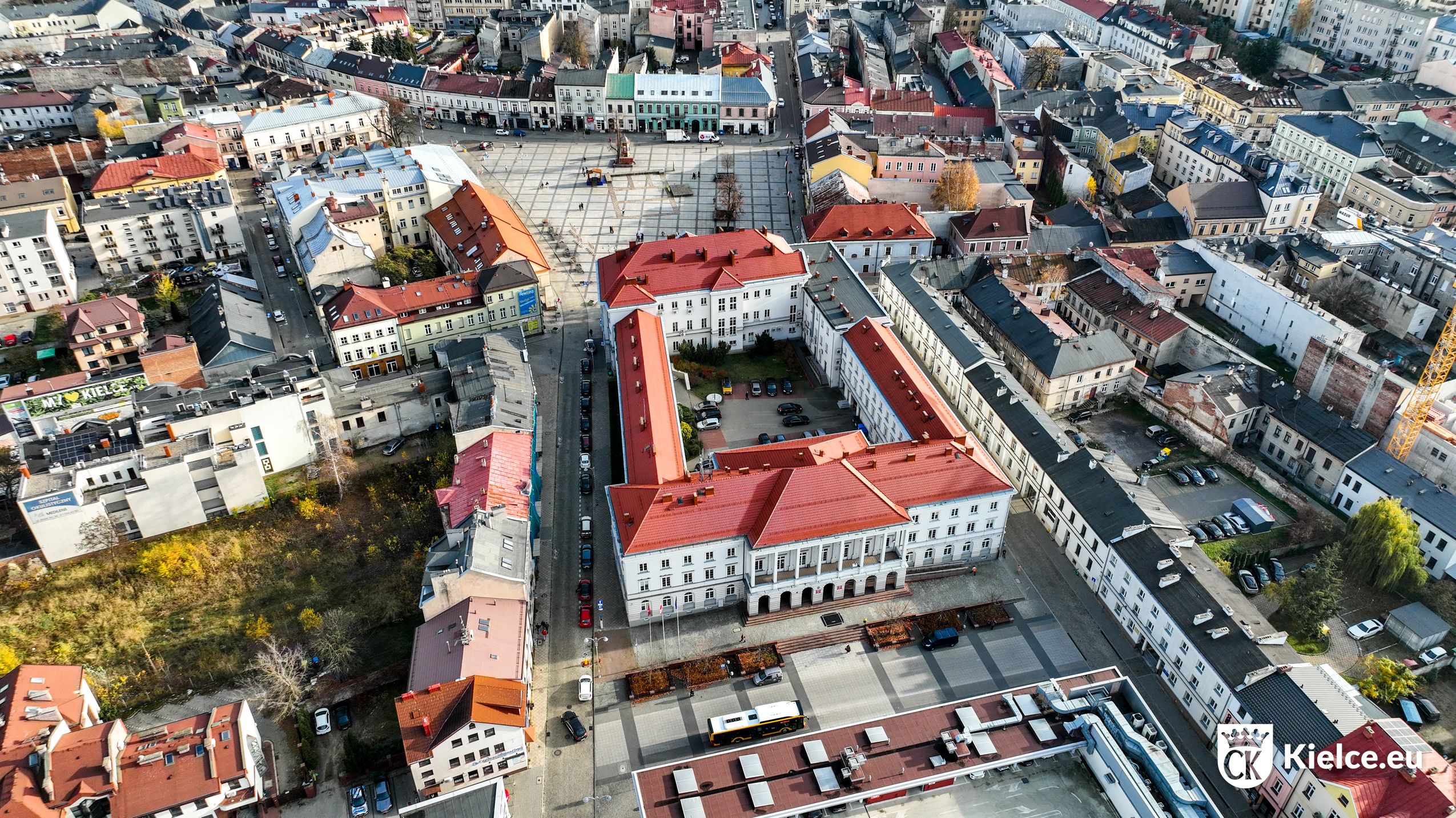 Rynek w Kielcach widok z lotu ptaka