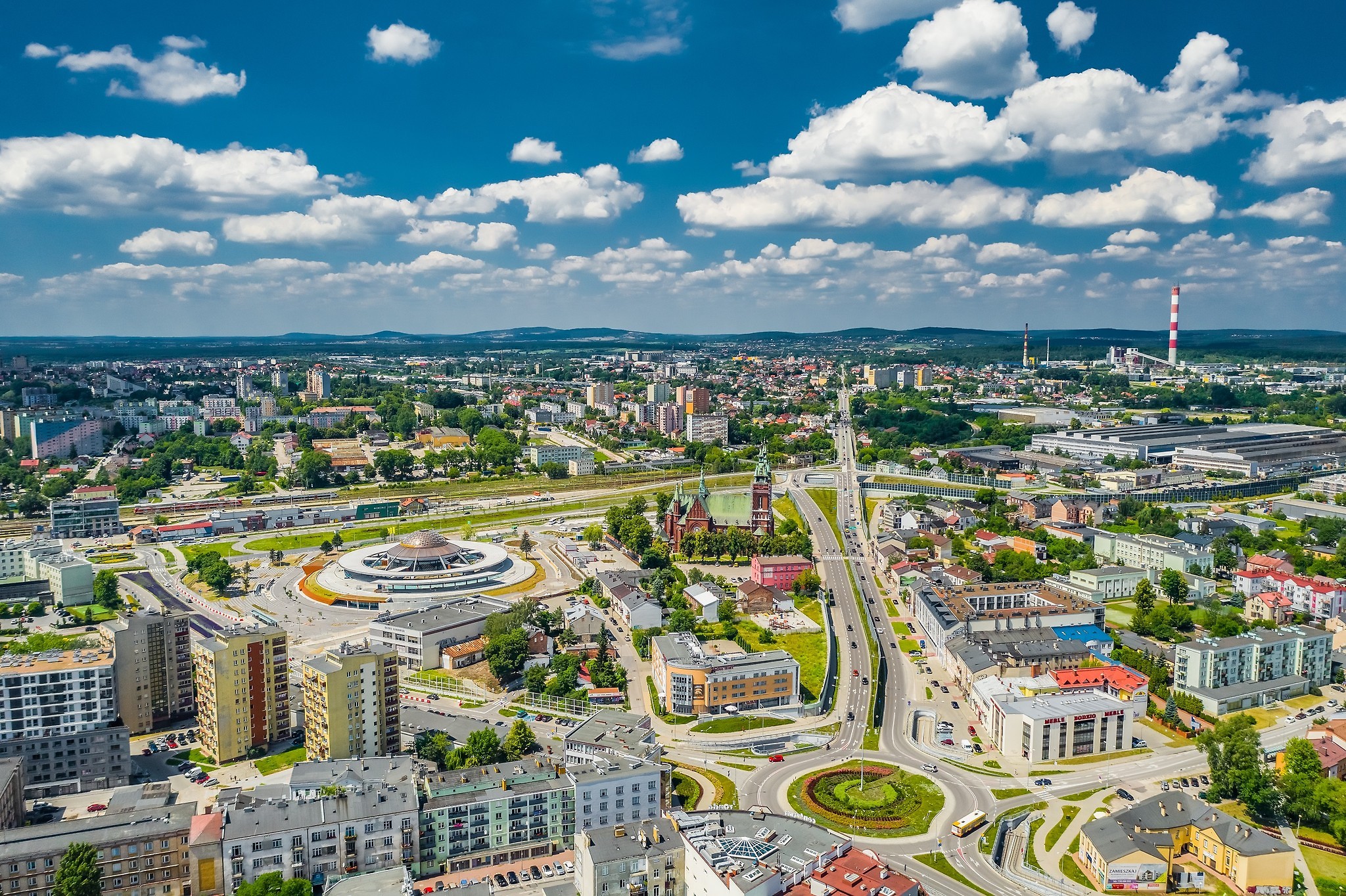 Centrum Kielc widok z drona