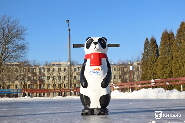 Pomocnik do nauki jazdy na łyżwach w kształcie pandy.